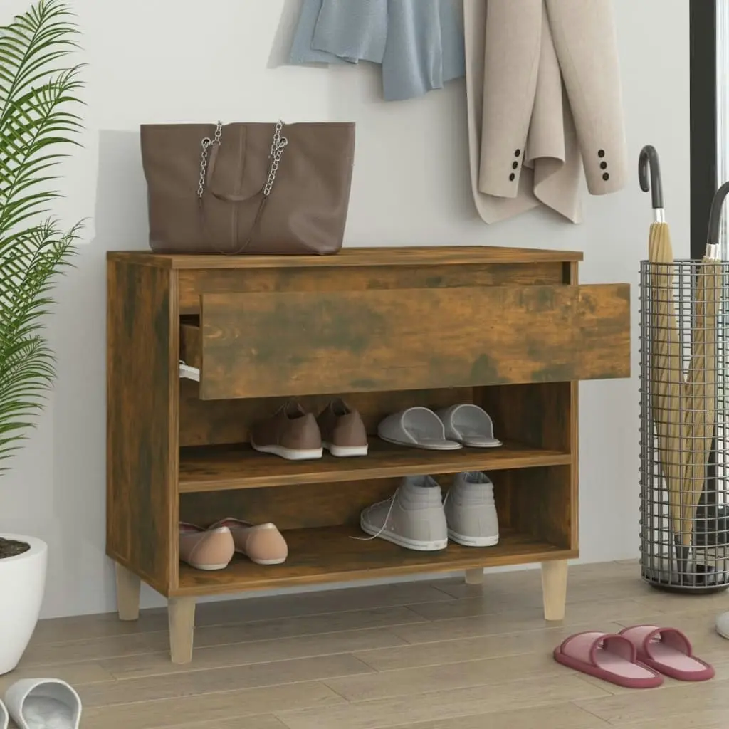 Shoe Cabinet Smoked Oak 70x36x60 cm Engineered Wood 819761