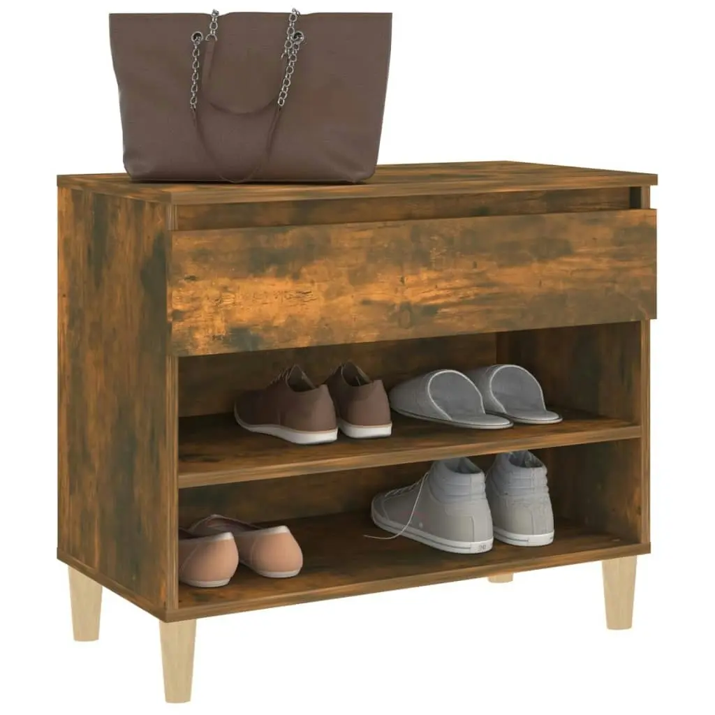 Shoe Cabinet Smoked Oak 70x36x60 cm Engineered Wood 819761