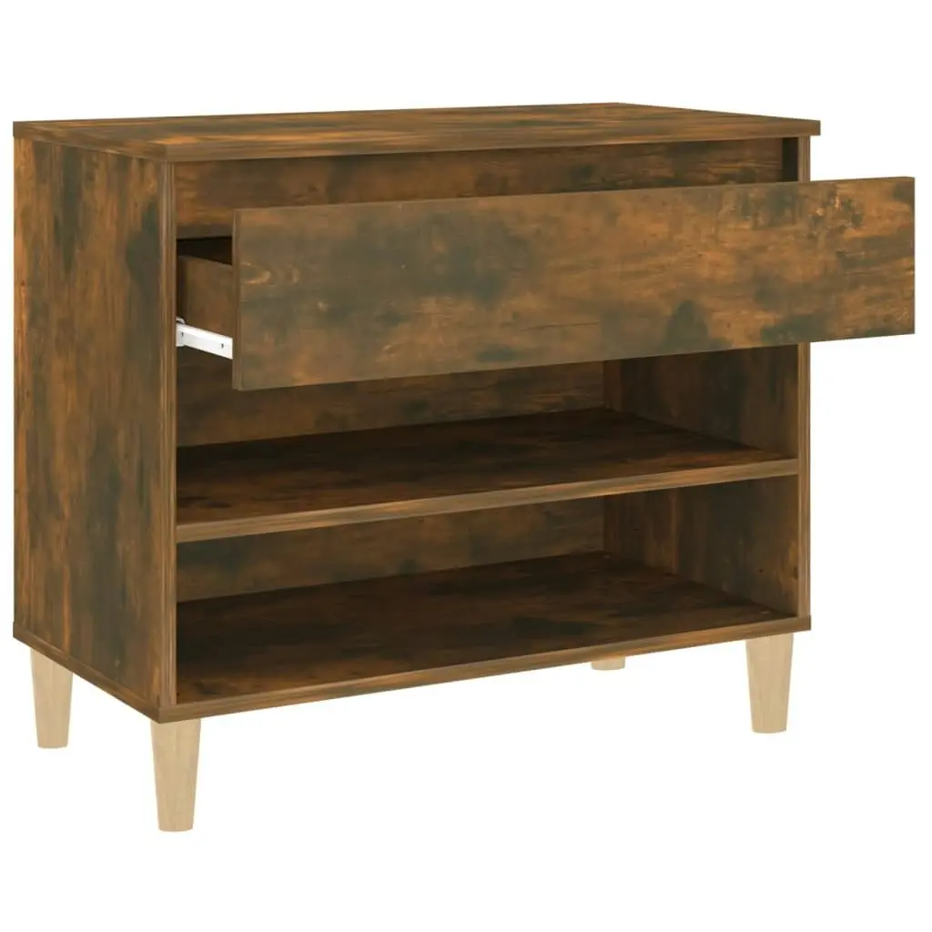 Shoe Cabinet Smoked Oak 70x36x60 cm Engineered Wood 819761