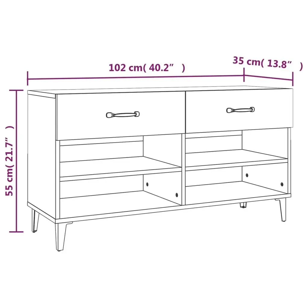 Shoe Cabinet White 102x35x55 cm Engineered Wood 812825