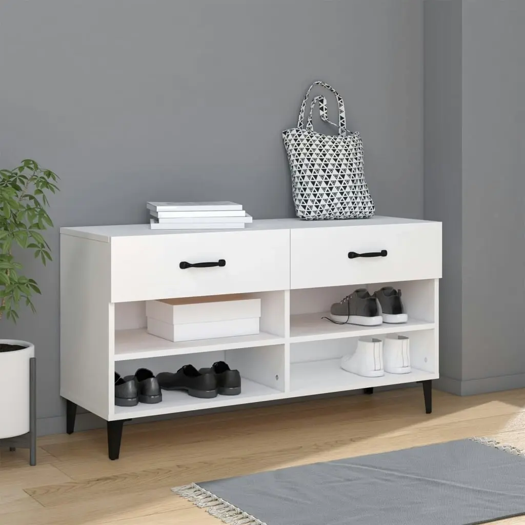 Shoe Cabinet White 102x35x55 cm Engineered Wood 812825