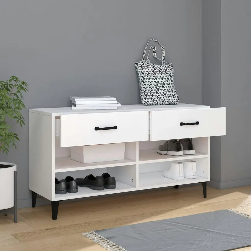 Shoe Cabinet White 102x35x55 cm Engineered Wood 812825