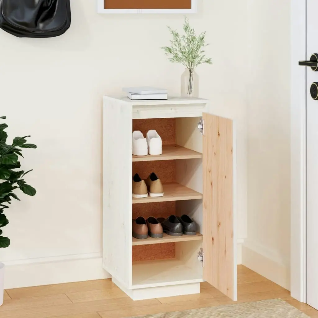 Shoe Cabinet White 35x35x80 cm Solid Wood Pine 813536