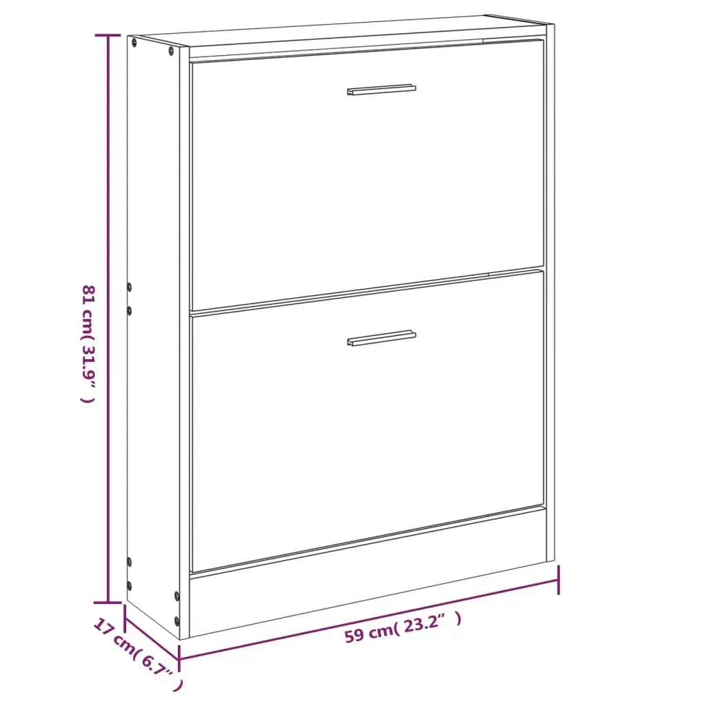 Shoe Cabinet White 59x17x81 cm Engineered Wood 342534