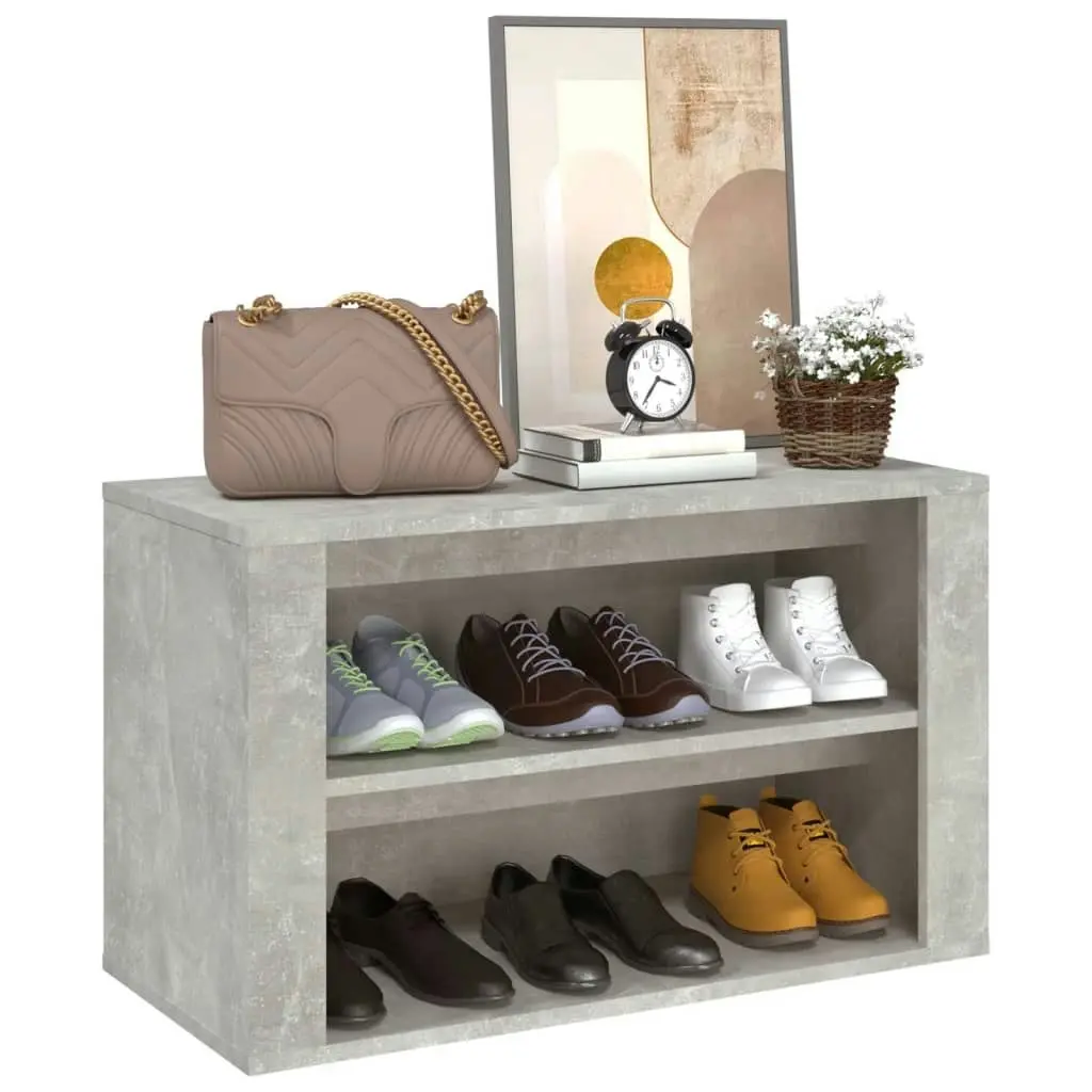 Shoe Rack Concrete Grey 75x35x45 cm Engineered Wood 816900