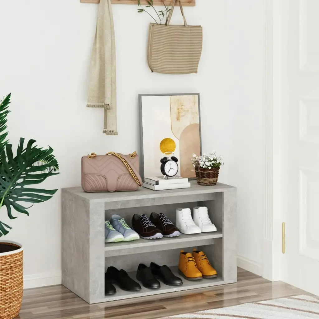 Shoe Rack Concrete Grey 75x35x45 cm Engineered Wood 816900