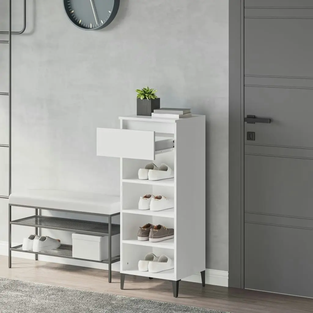 Shoe Rack White 40x36x105 cm Engineered Wood 819780