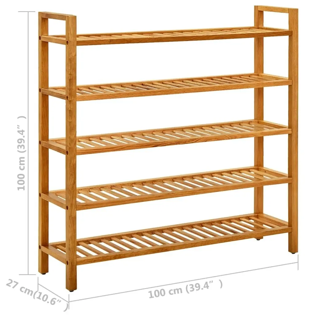 Shoe Rack with 5 Shelves 100x27x100 cm Solid Oak Wood 331751