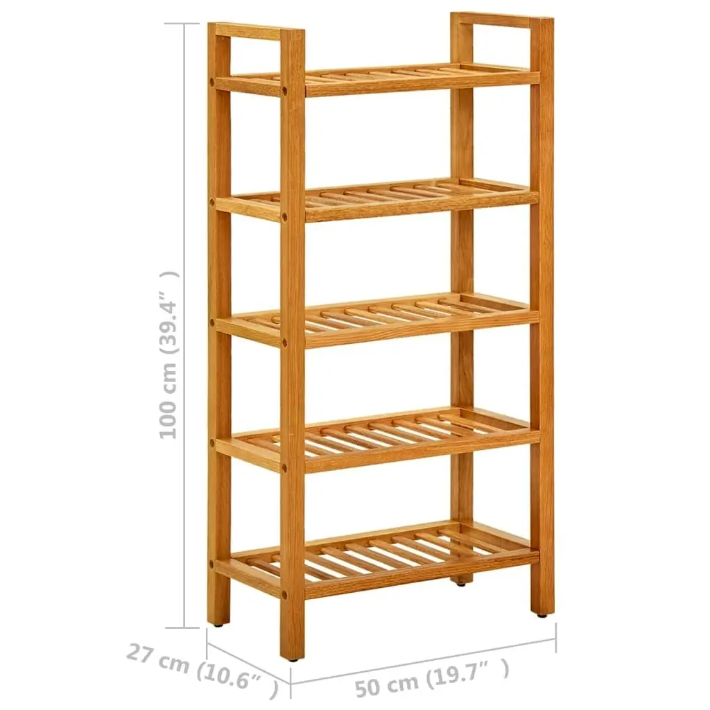 Shoe Rack with 5 Shelves 50x27x100 cm Solid Oak Wood 331747