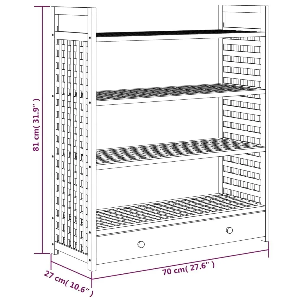 Shoe Rack with Drawer 70x27x81 cm Solid Wood Walnut 350359