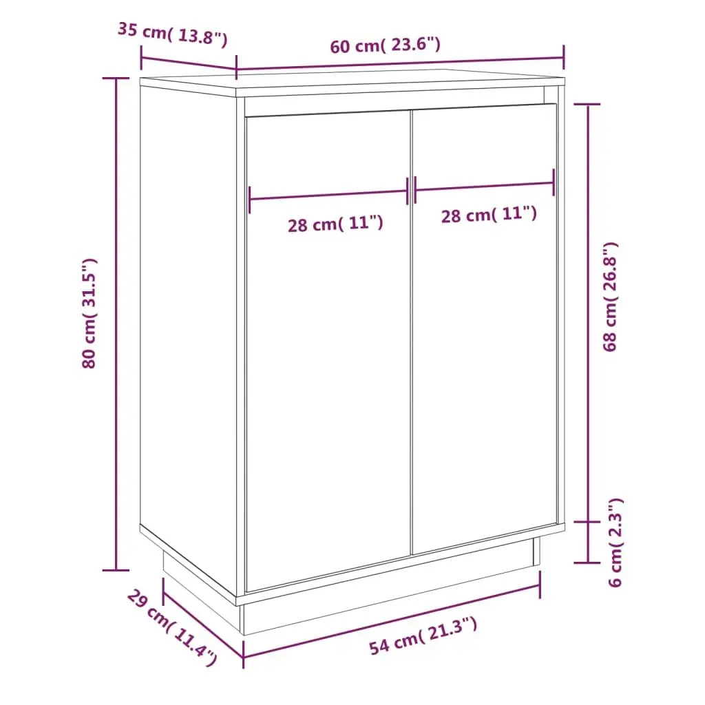 Shoe Cabinet 60x35x80 cm Solid Wood Pine 813530