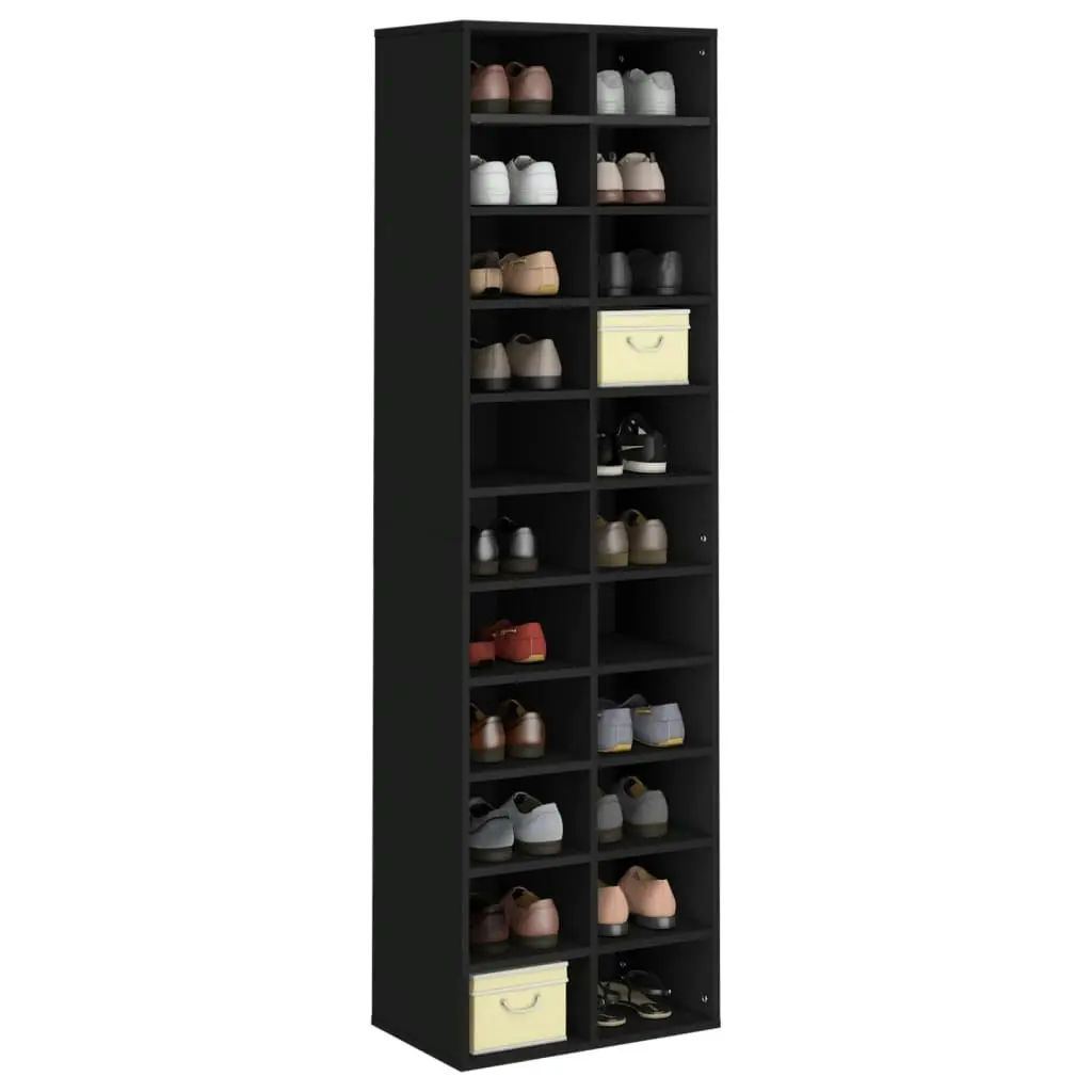 Shoe Cabinet Black 54x34x183 cm Engineered Wood 800370