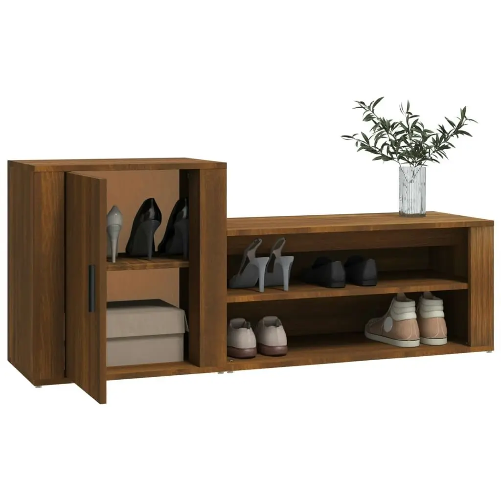 Shoe Cabinet Brown Oak 130x35x54 cm Engineered Wood 816751