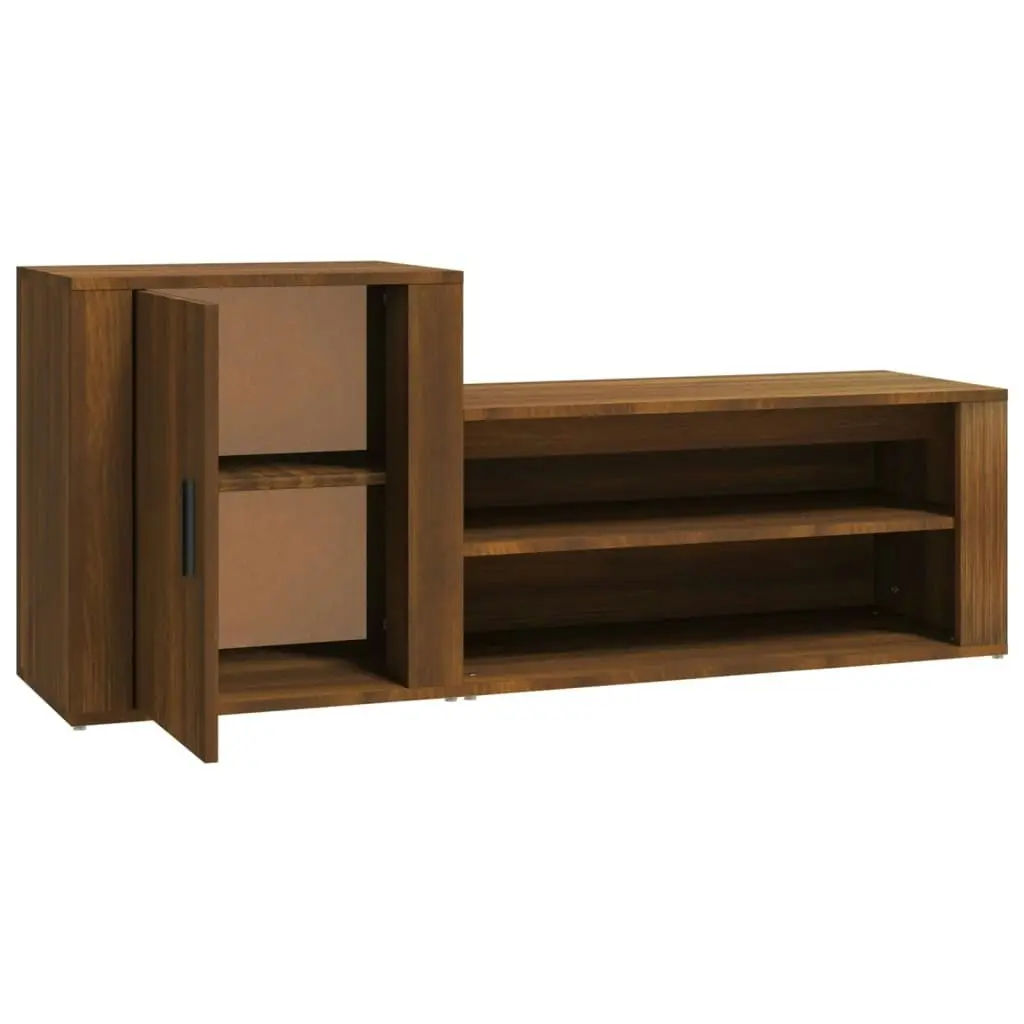 Shoe Cabinet Brown Oak 130x35x54 cm Engineered Wood 816751