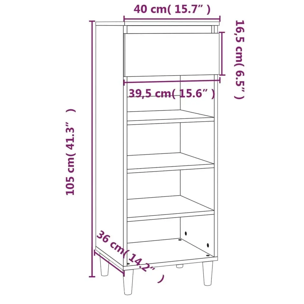 Shoe Cabinet Grey Sonoma 40x36x105 cm Engineered Wood 819778