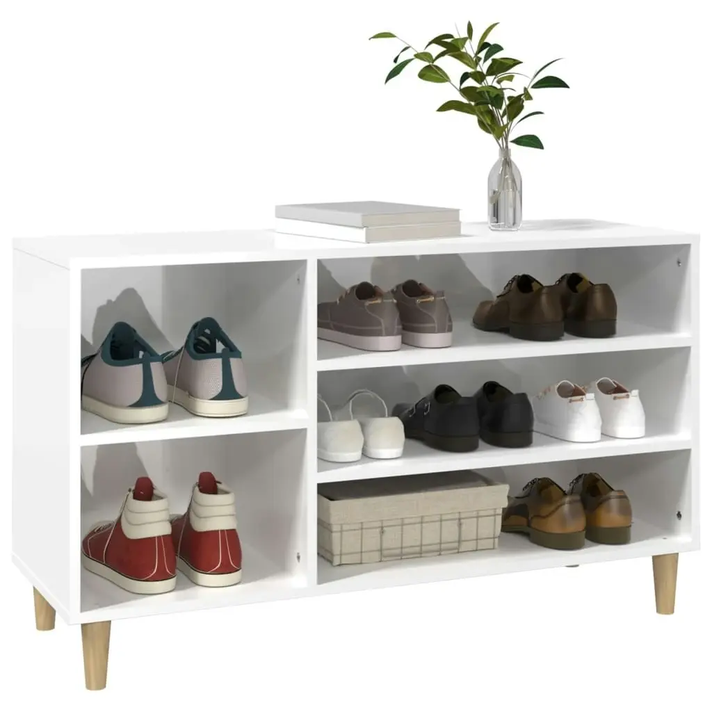 Shoe Cabinet High Gloss White 102x36x60 cm Engineered Wood 819742