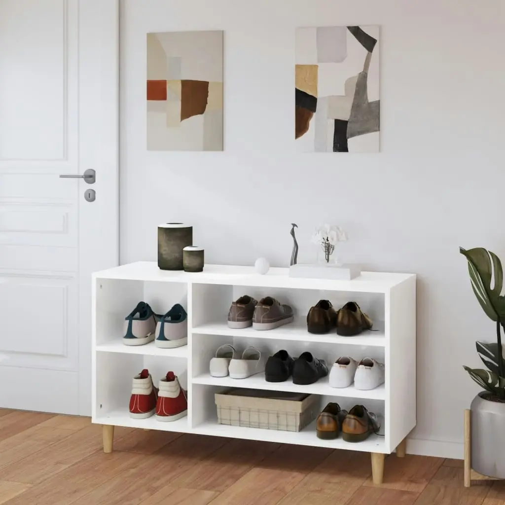 Shoe Cabinet High Gloss White 102x36x60 cm Engineered Wood 819742