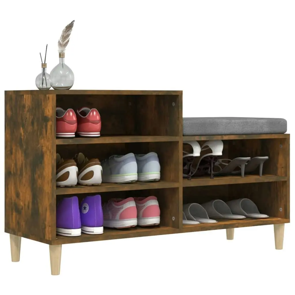 Shoe Cabinet Smoked Oak 102x36x60 cm Engineered Wood 819729