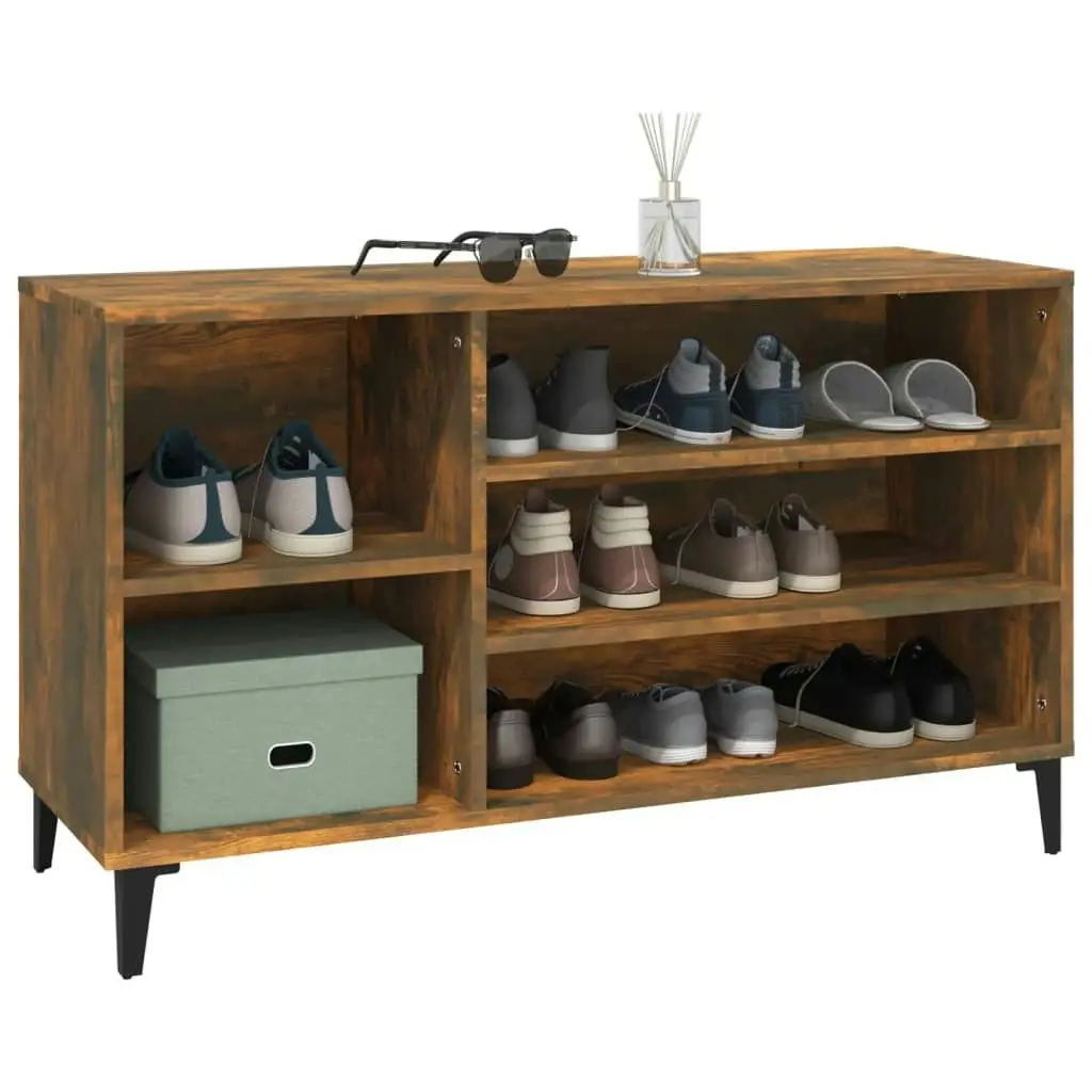 Shoe Cabinet Smoked Oak 102x36x60 cm Engineered Wood 819753