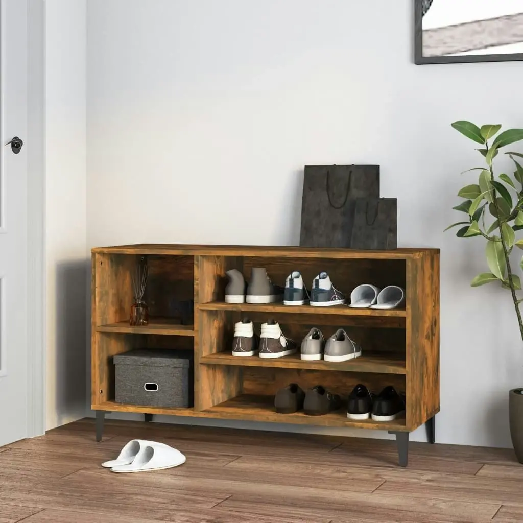 Shoe Cabinet Smoked Oak 102x36x60 cm Engineered Wood 819753