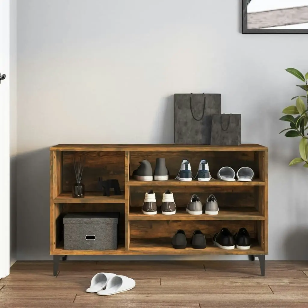 Shoe Cabinet Smoked Oak 102x36x60 cm Engineered Wood 819753