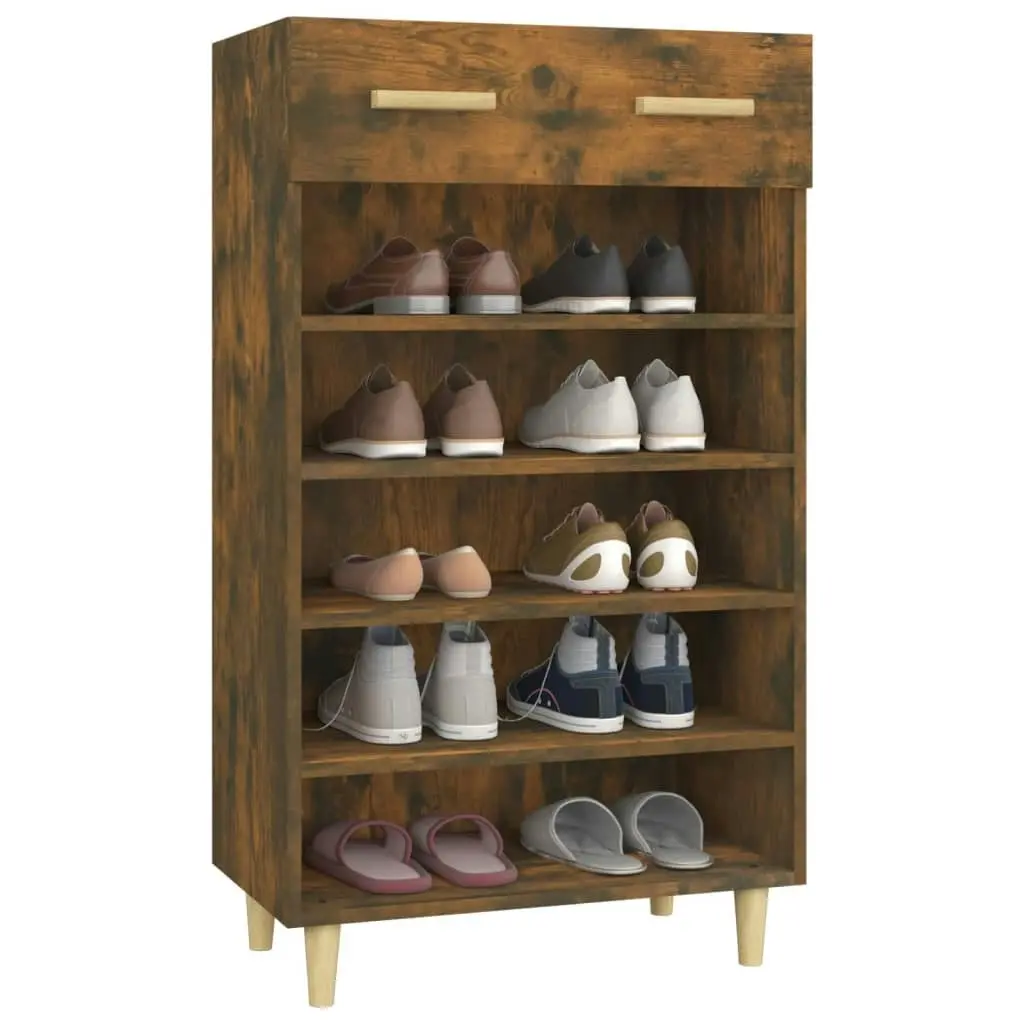 Shoe Cabinet Smoked Oak 60x35x105 cm Engineered Wood 817555