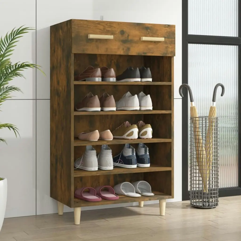 Shoe Cabinet Smoked Oak 60x35x105 cm Engineered Wood 817555