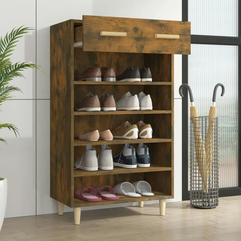 Shoe Cabinet Smoked Oak 60x35x105 cm Engineered Wood 817555