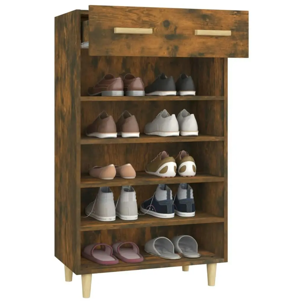 Shoe Cabinet Smoked Oak 60x35x105 cm Engineered Wood 817555