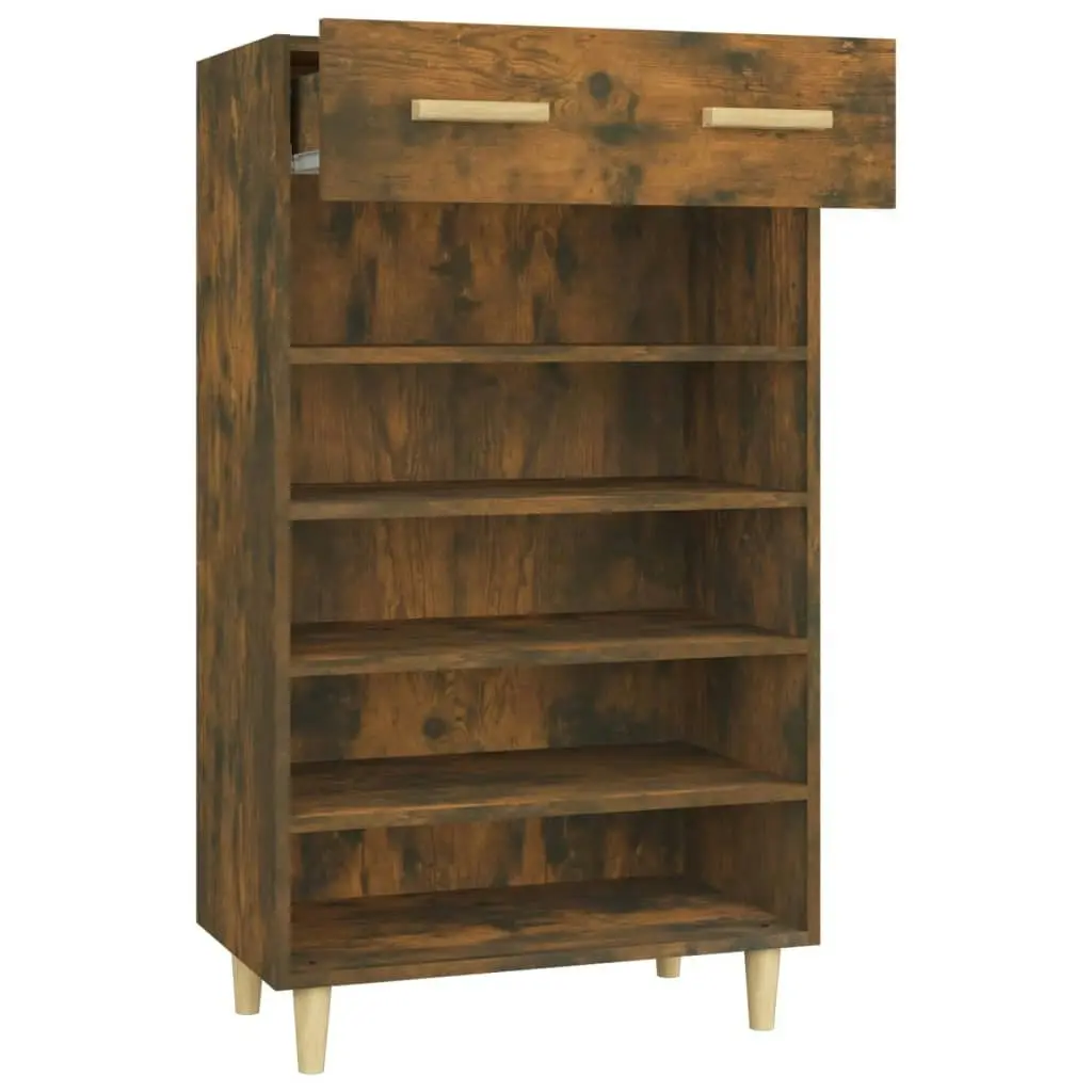 Shoe Cabinet Smoked Oak 60x35x105 cm Engineered Wood 817555