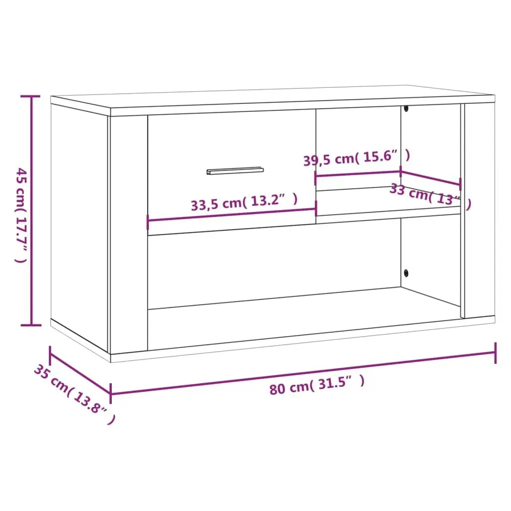 Shoe Cabinet Sonoma Oak 80x35x45 cm Engineered Wood 816755