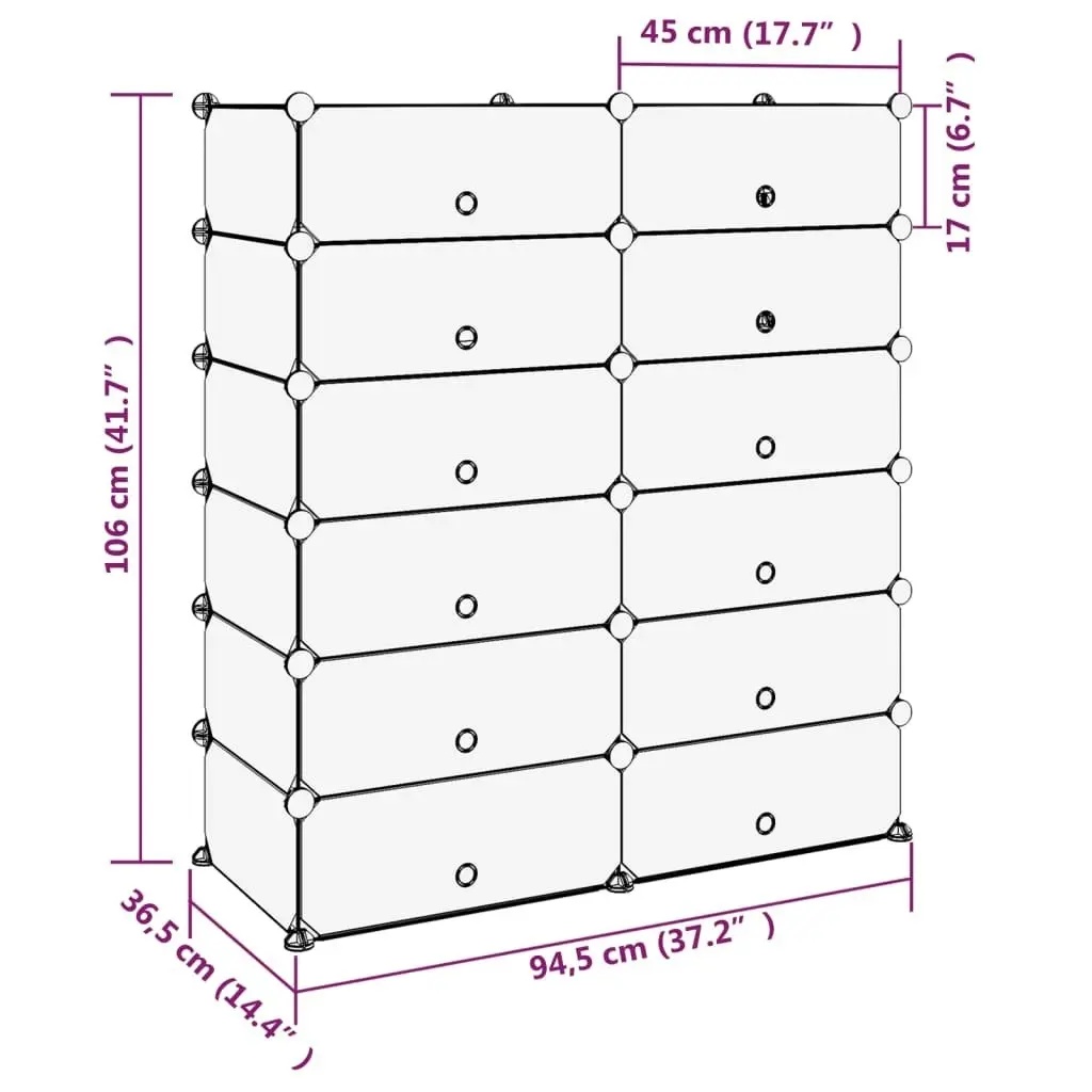 Shoe Rack Black 94.5x36.5x106 cm PP 340563