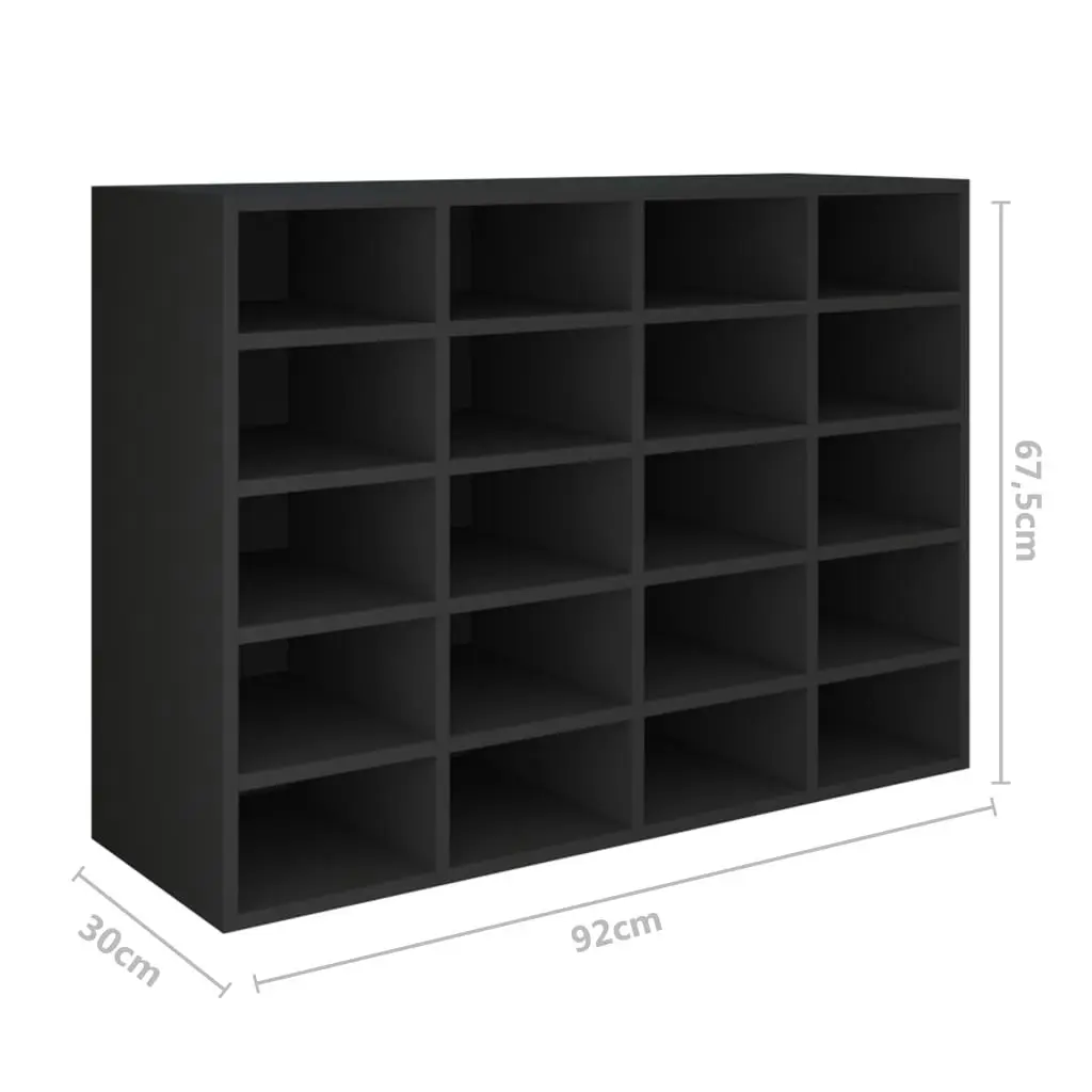 Shoe Rack Engineered Wood 92x30x67.5 cm Black 340216