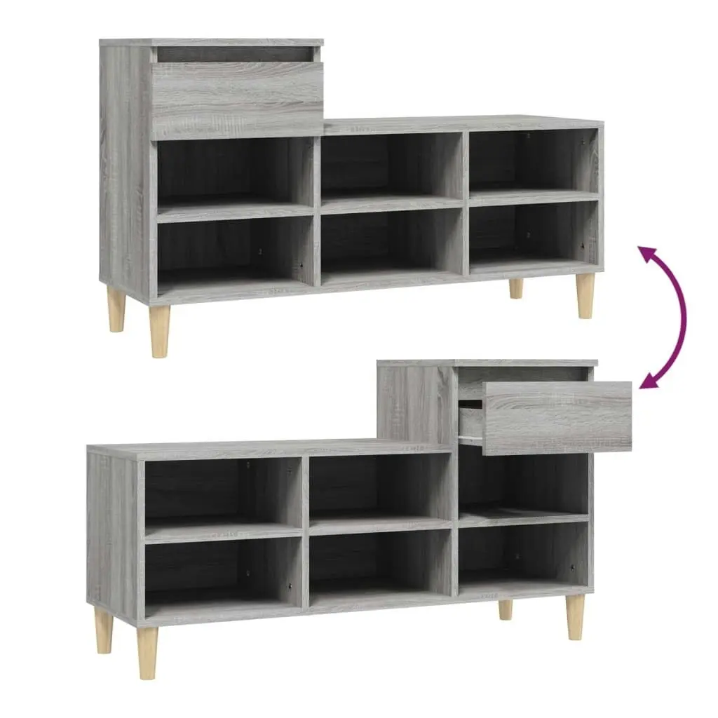 Shoe Cabinet Grey Sonoma 102x36x60 cm Engineered Wood 821210