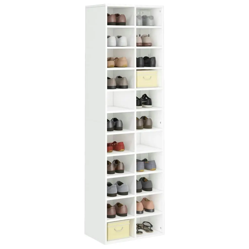 Shoe Cabinet High Gloss White 54x34x183 cm Engineered Wood 800375