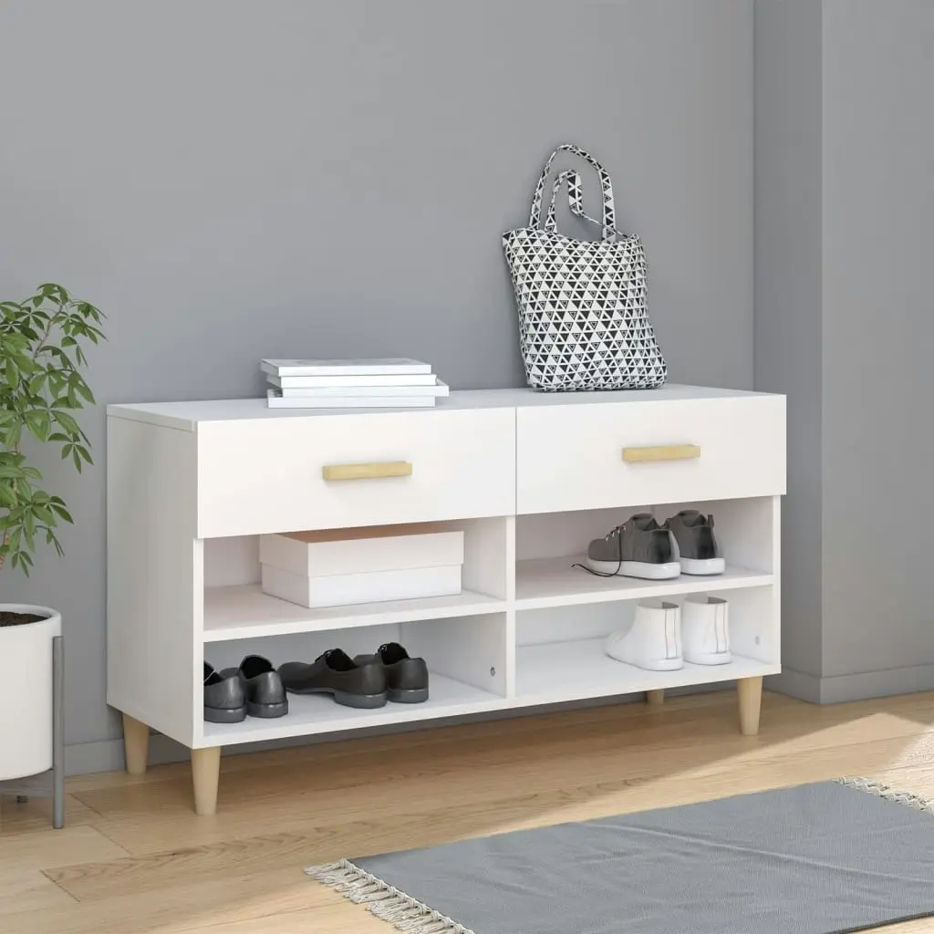 Shoe Cabinet White 102x35x55 cm Engineered Wood 812816