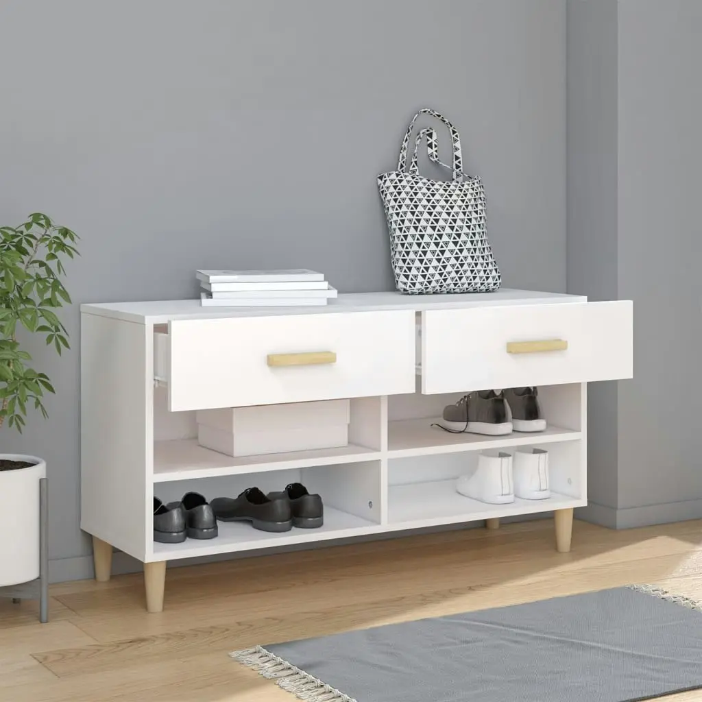 Shoe Cabinet White 102x35x55 cm Engineered Wood 812816