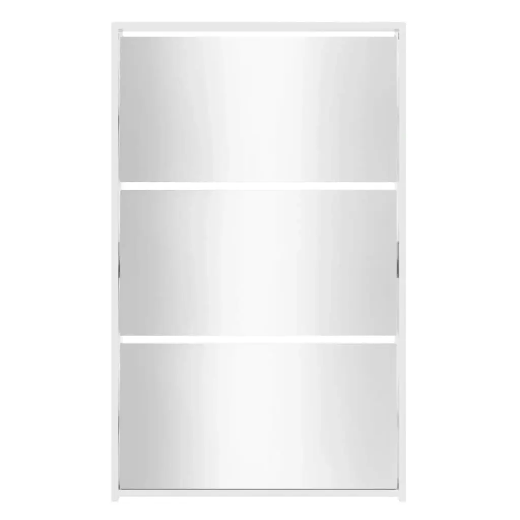 Shoe Cabinet with Mirror 3-Layer High Gloss White 63x17x102.5 cm 342637