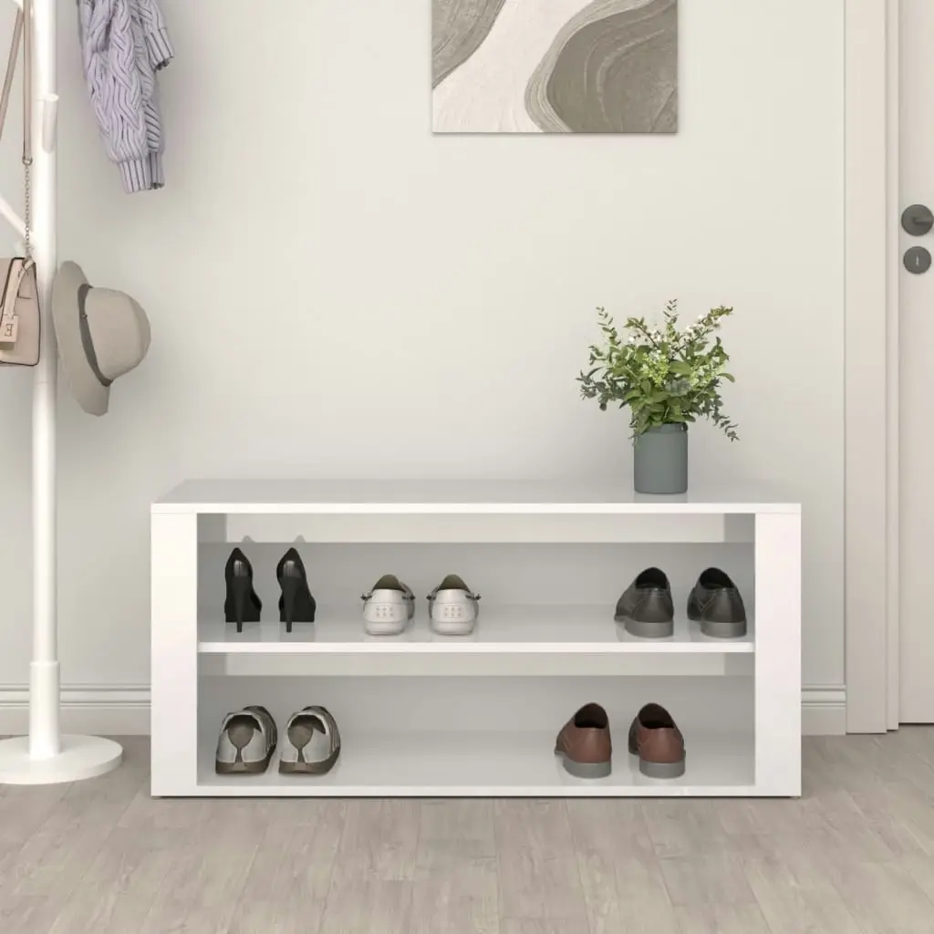 Shoe Rack High Gloss White 100x35x45 cm Engineered Wood 816906