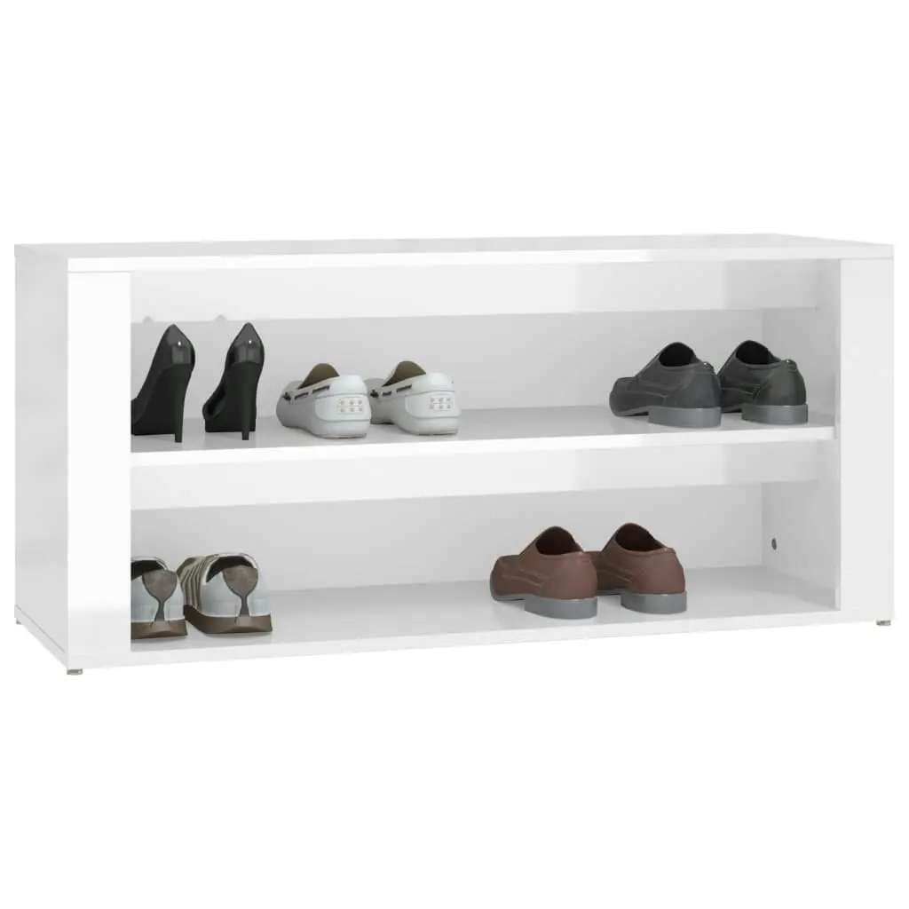 Shoe Rack High Gloss White 100x35x45 cm Engineered Wood 816906