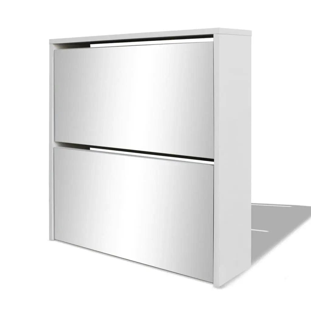 Shoe Cabinet 2-Layer Mirror White 63x17x67 cm 243046