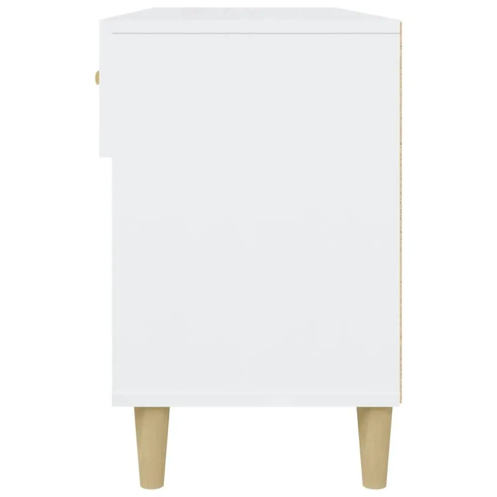 Shoe Cabinet High Gloss White 102x35x55 cm Engineered Wood 812822