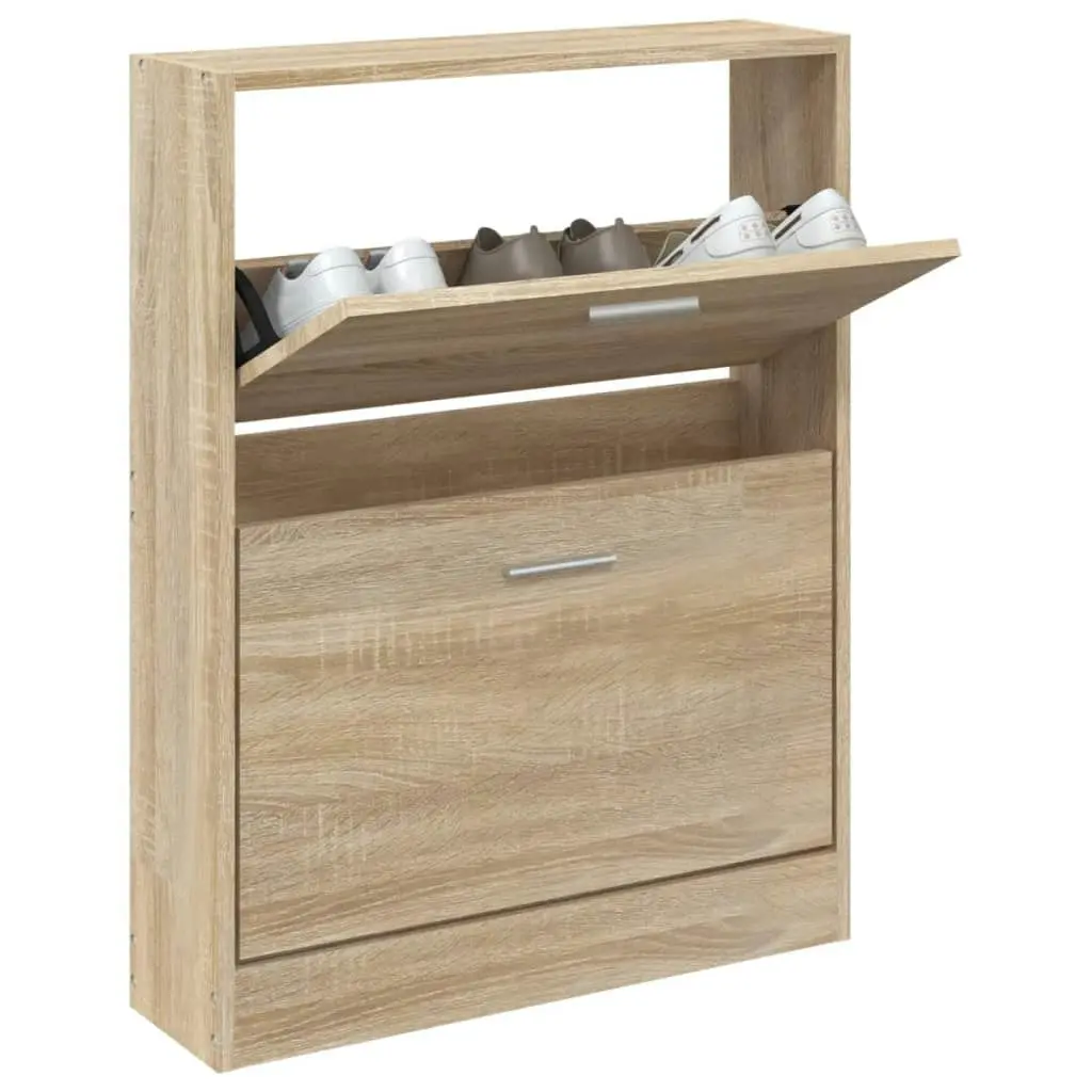 Shoe Cabinet Oak 59x17x81 cm Engineered Wood 342535