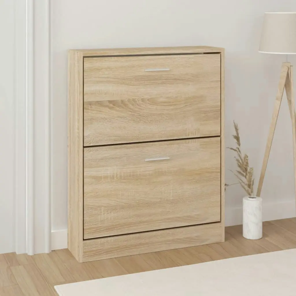 Shoe Cabinet Oak 59x17x81 cm Engineered Wood 342535