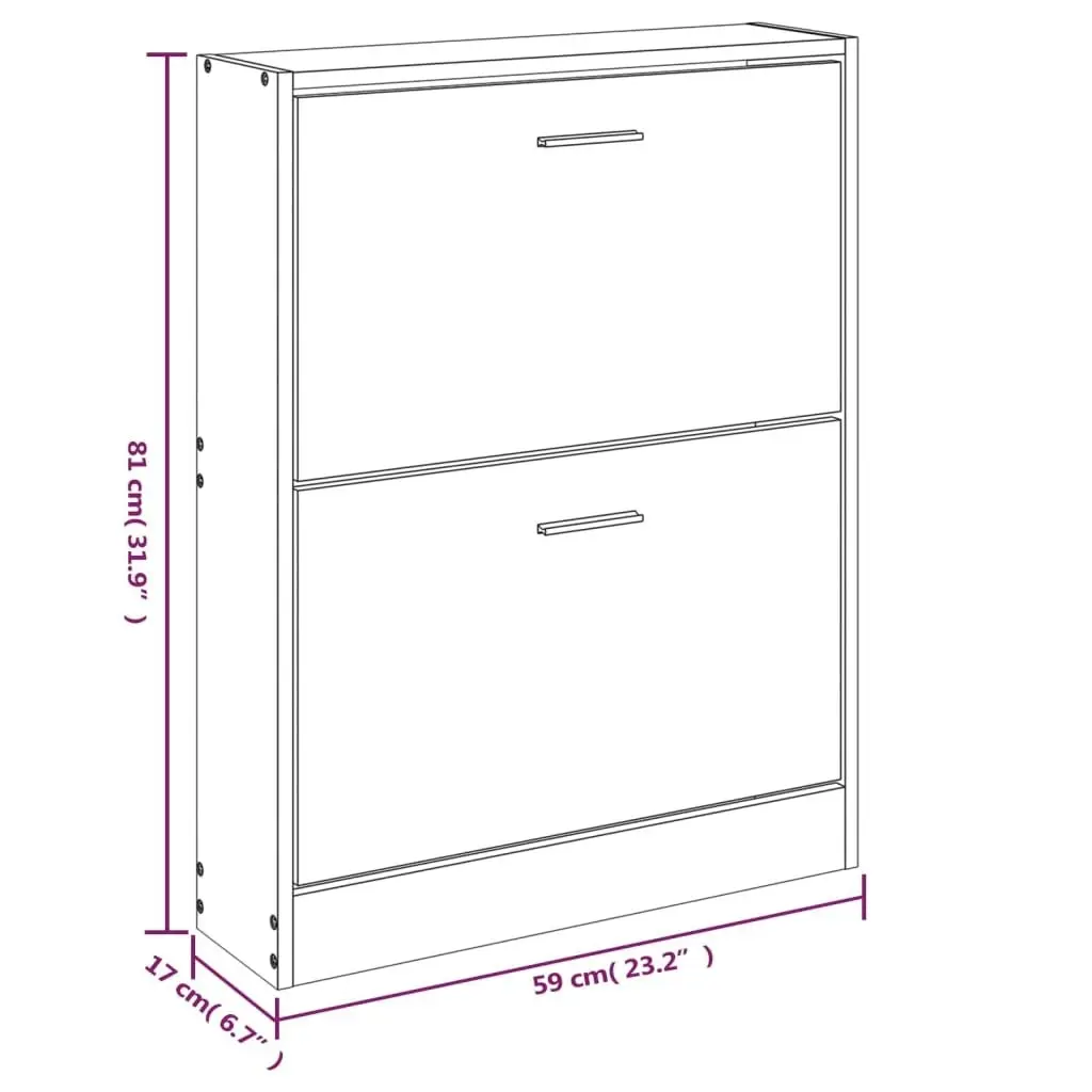 Shoe Cabinet Oak 59x17x81 cm Engineered Wood 342535