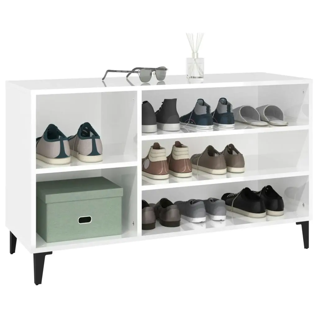 Shoe Cabinet High Gloss White 102x36x60 cm Engineered Wood 819750