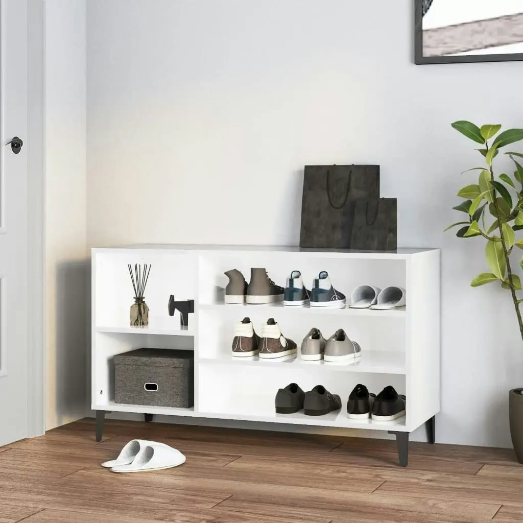 Shoe Cabinet High Gloss White 102x36x60 cm Engineered Wood 819750