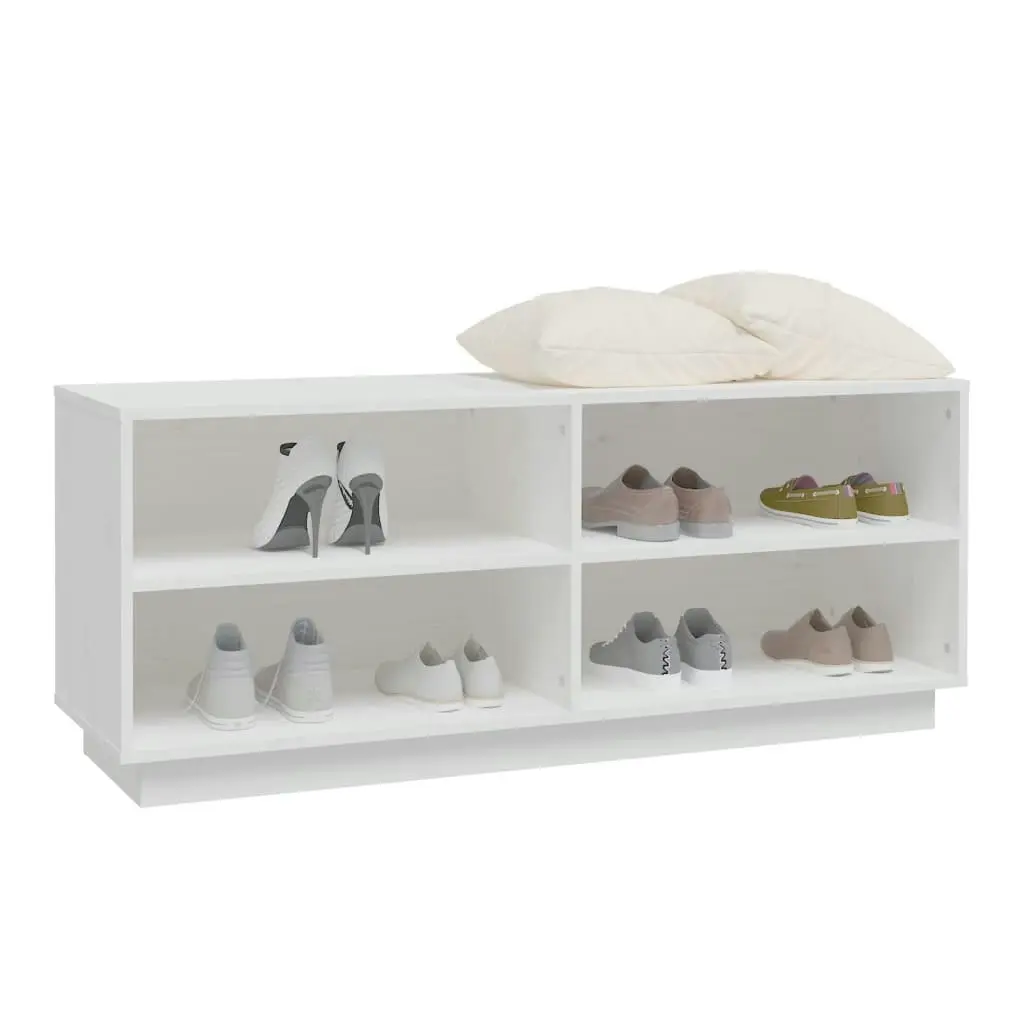 Shoe Cabinet White 110x34x45 cm Solid Wood Pine 813541