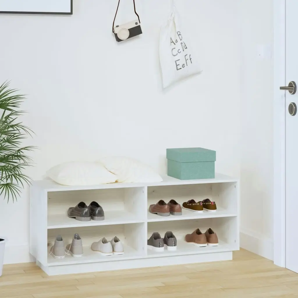 Shoe Cabinet White 110x34x45 cm Solid Wood Pine 813541