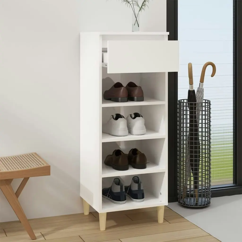 Shoe Cabinet High Gloss White 40x36x105 cm Engineered Wood 819774